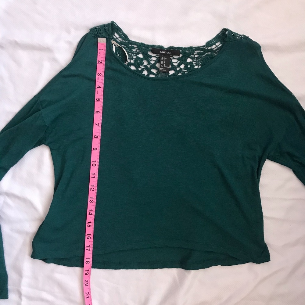 Forever 21 Dark Green Long Sleeve Crop Top - Picture 9 of 10